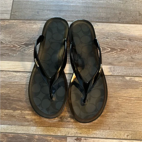 COACH BLACK THONG SANDAL FLATS WOMENS 9 NWT - Picture 2 of 8